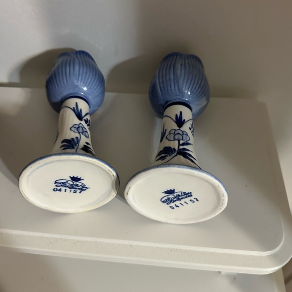 Blue Delft Ceramic Candlestick Holder Pair - Picture 3 of 6